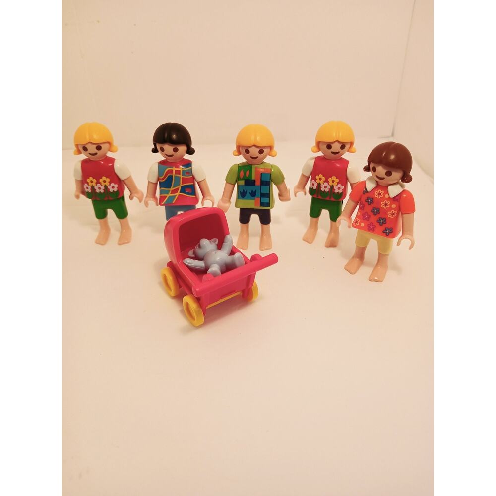 Playmobil Playground Playset Of 5 Girls With 1 Stroller And Bear Pack #203